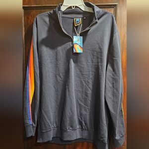 NWT Men's Aldi Navy Blue Sweater with Colorful Stripes
